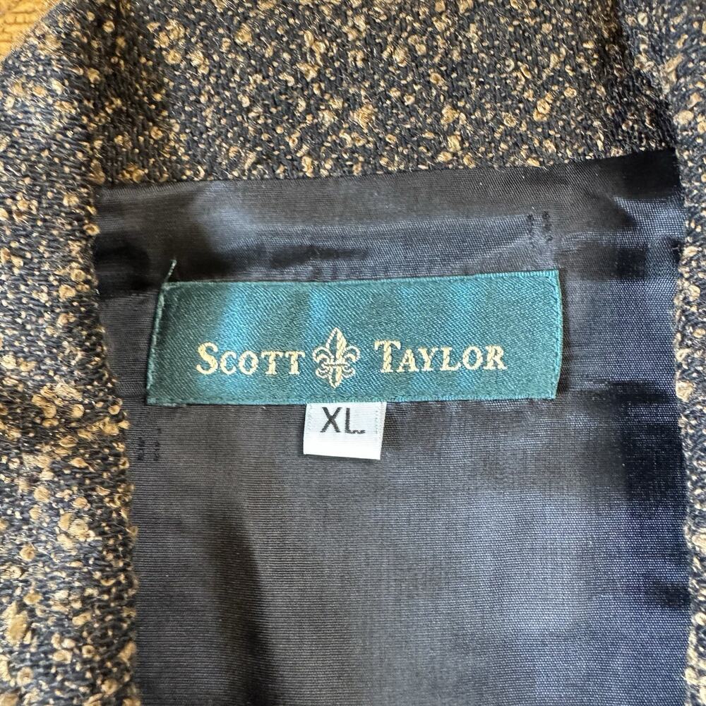 VTG Scott Taylor Womens Black Tweed Knit Blazer Jacket Size XL Button Front - Picture 2 of 6